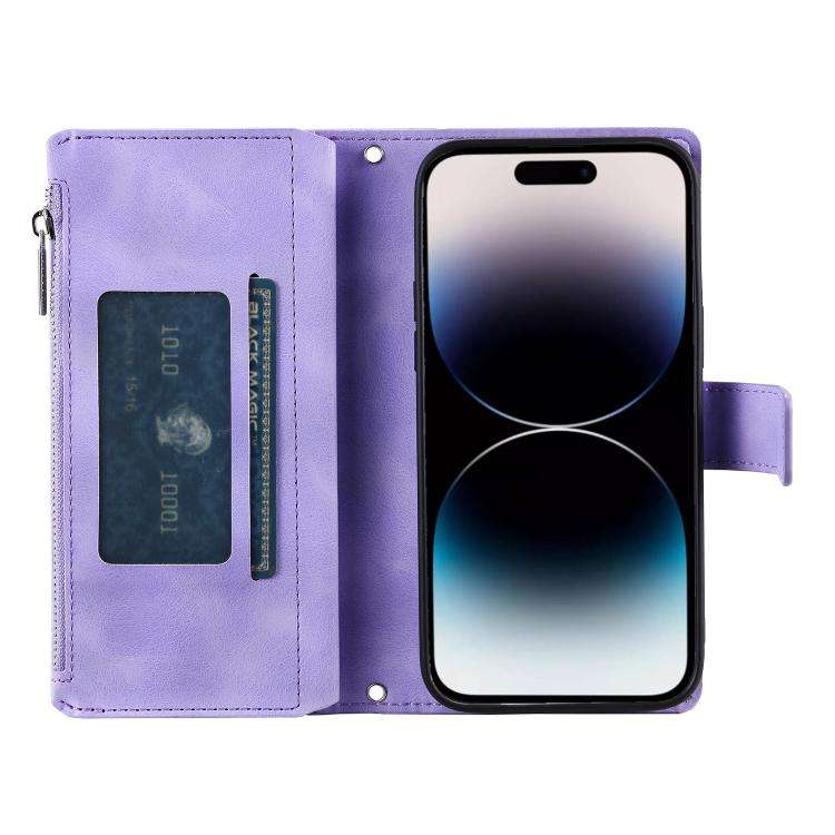 For Motorola Edge 60 Pro Multi-Card Totem Zipper Leather Phone Case(Purple)