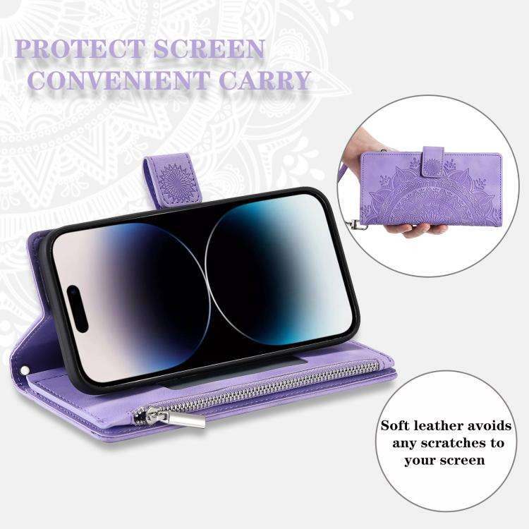 For Motorola Edge 60 Pro Multi-Card Totem Zipper Leather Phone Case(Purple)