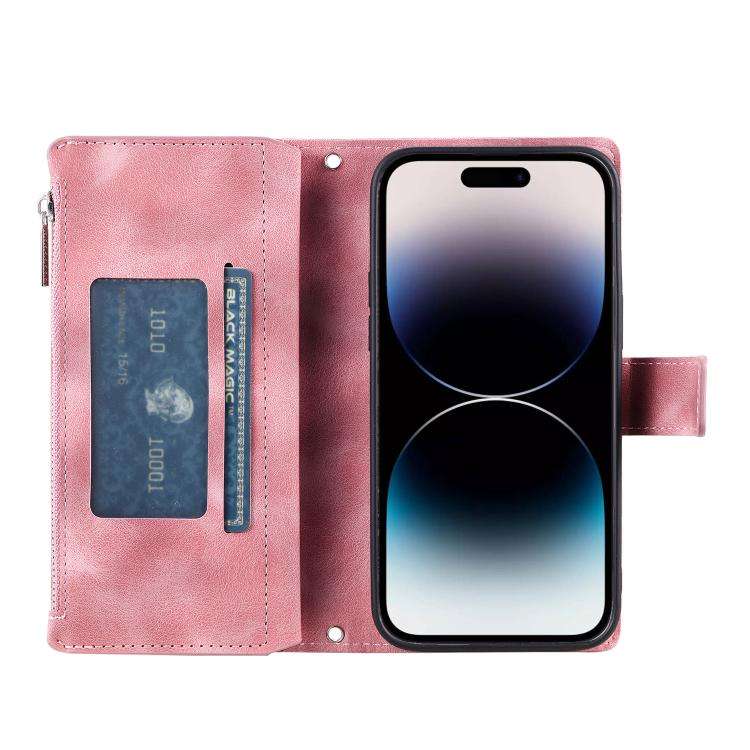 For Motorola Edge 60 Pro Multi-Card Totem Zipper Leather Phone Case(Pink)