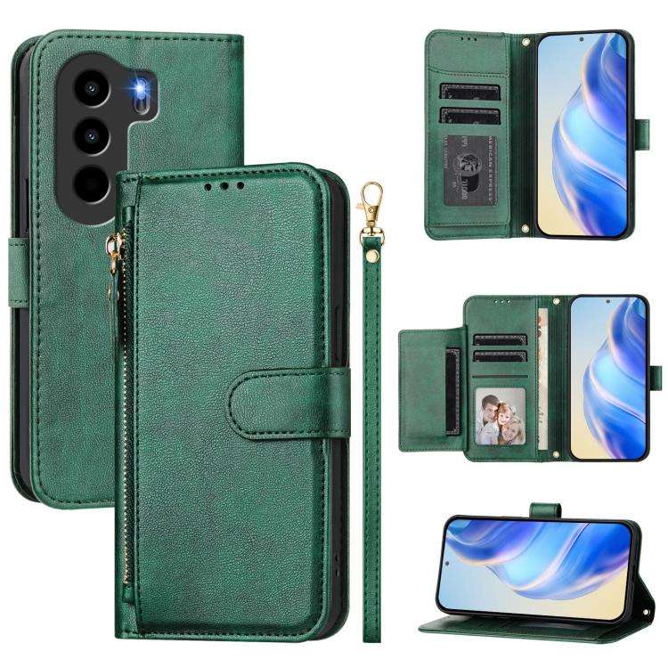 For Itel Power 70 Multi-Card Slots Zipper Wallet Leather Phone Case(Green)