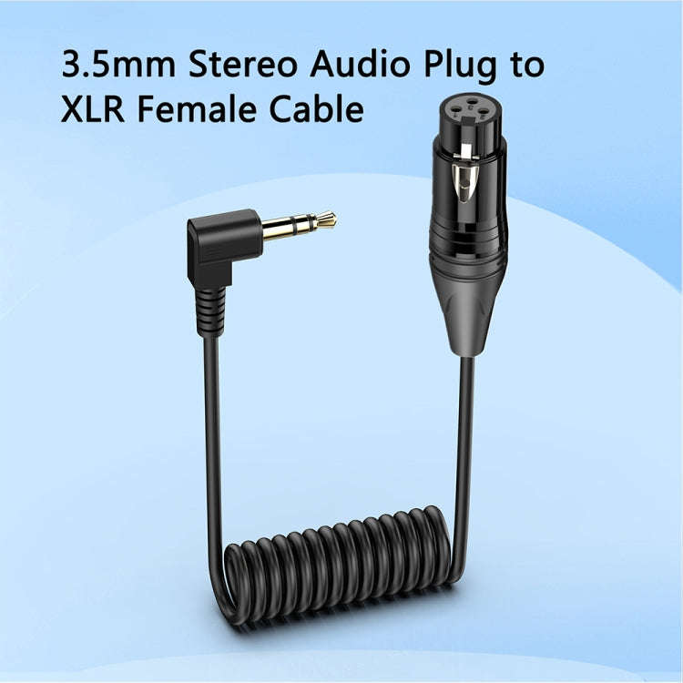 3.5mm to XLR Female Gold Plated Connector Copper Core Right Angle Coiled Audio Cable, Length: 0.5m
