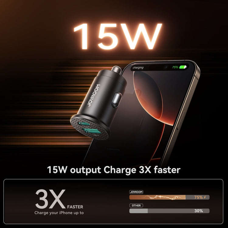JOYROOM JR-CCN16 15W USB-A and USB-C Mini Car Charger(Black)