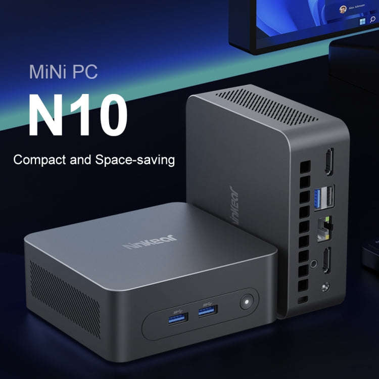 Ninkear N10 Windows 11 Bluetooth 4.2 Mini PC, 16GB+512GB, Intel Processor N100 Alder Lake-N(US Plug)