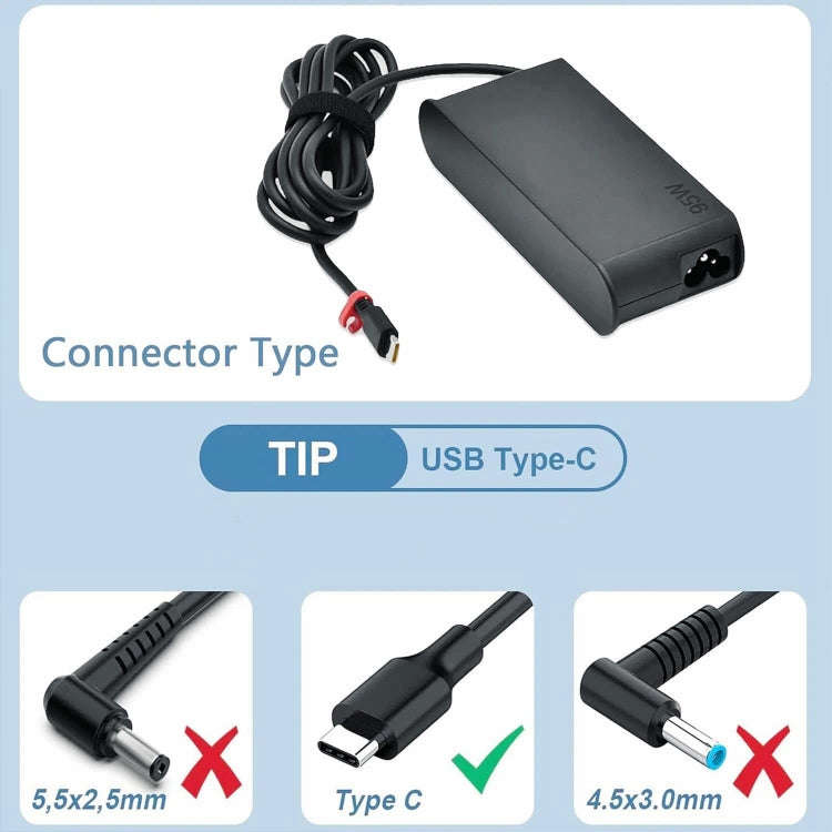 95W 20V 4.75A USB Type-C Plug Laptop Notebook Power Adapter For Lenovo, Plug:UK Plug