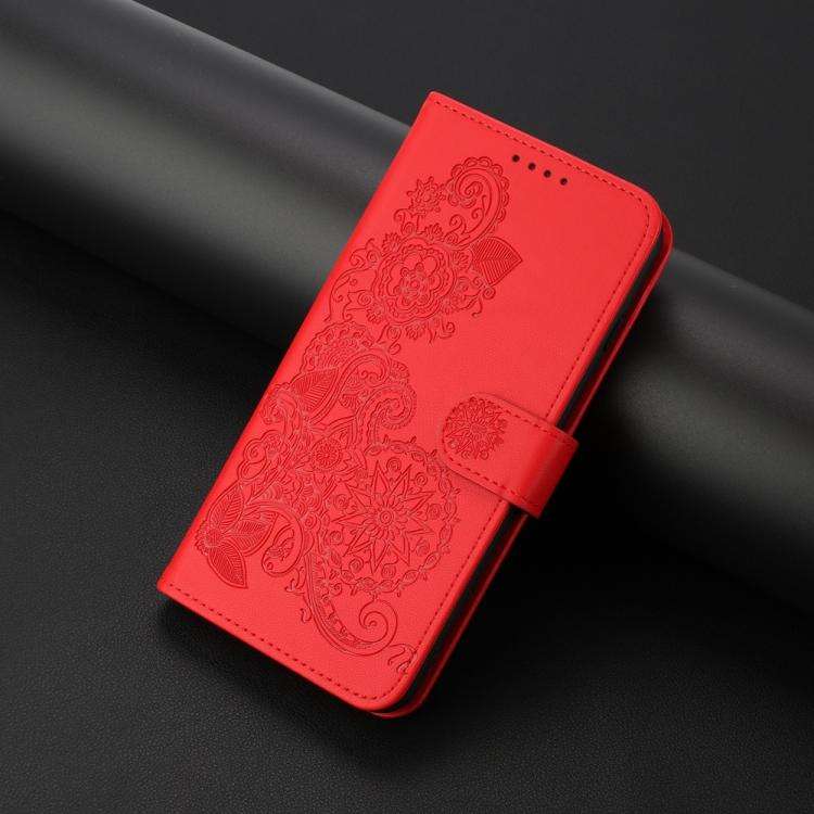 For Motorola Edge 60 Fusion / Edge 5G 2025 Datura Flower Embossed Flip Leather Phone Case(Red)