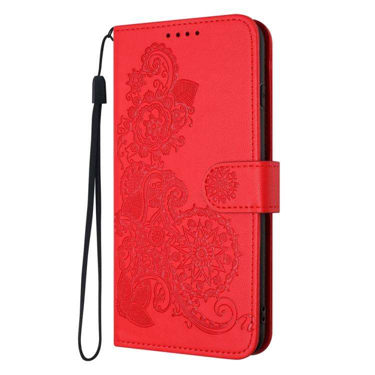 For Motorola Edge 60 Fusion / Edge 5G 2025 Datura Flower Embossed Flip Leather Phone Case(Red)