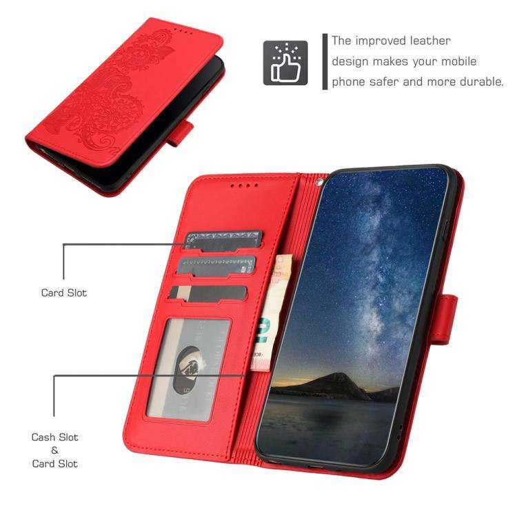 For Motorola Edge 60 Fusion / Edge 5G 2025 Datura Flower Embossed Flip Leather Phone Case(Red)