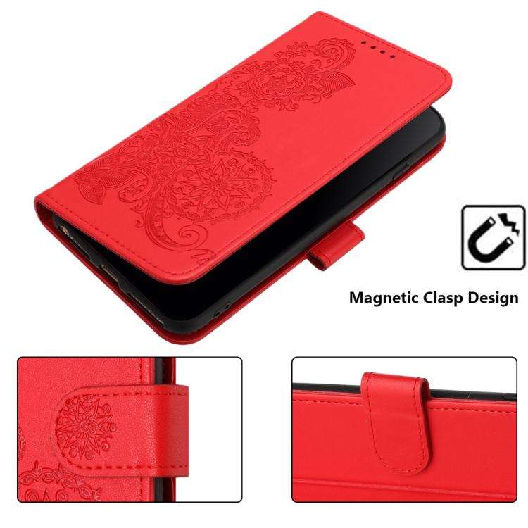 For Motorola Edge 60 Fusion / Edge 5G 2025 Datura Flower Embossed Flip Leather Phone Case(Red)
