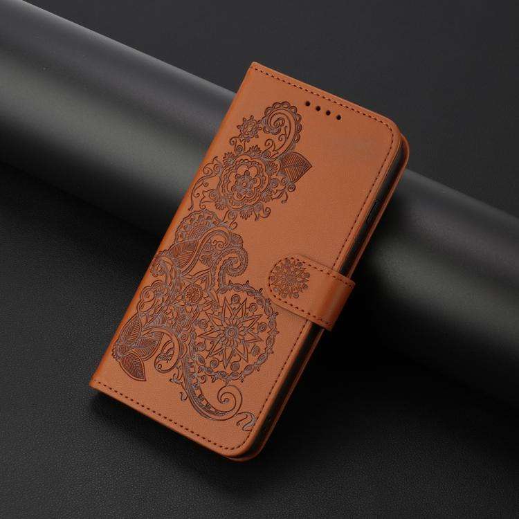 For Motorola Edge 60 Fusion / Edge 5G 2025 Datura Flower Embossed Flip Leather Phone Case(Brown)