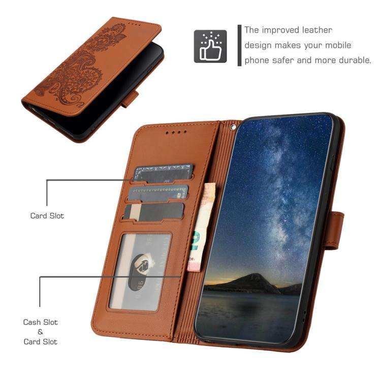 For Motorola Edge 60 Fusion / Edge 5G 2025 Datura Flower Embossed Flip Leather Phone Case(Brown)