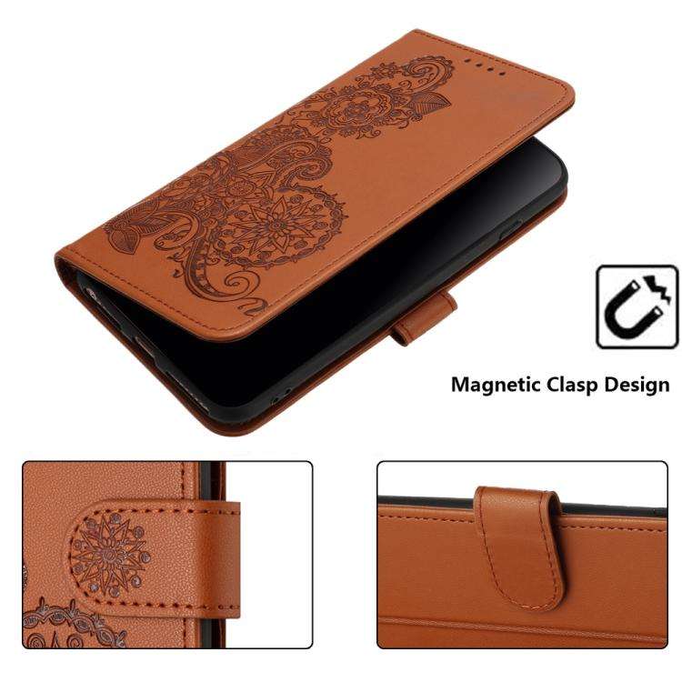 For Motorola Edge 60 Fusion / Edge 5G 2025 Datura Flower Embossed Flip Leather Phone Case(Brown)