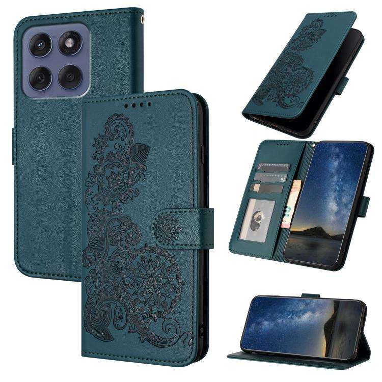 For Motorola Edge 60 Fusion / Edge 5G 2025 Datura Flower Embossed Flip Leather Phone Case(Dark Gr...