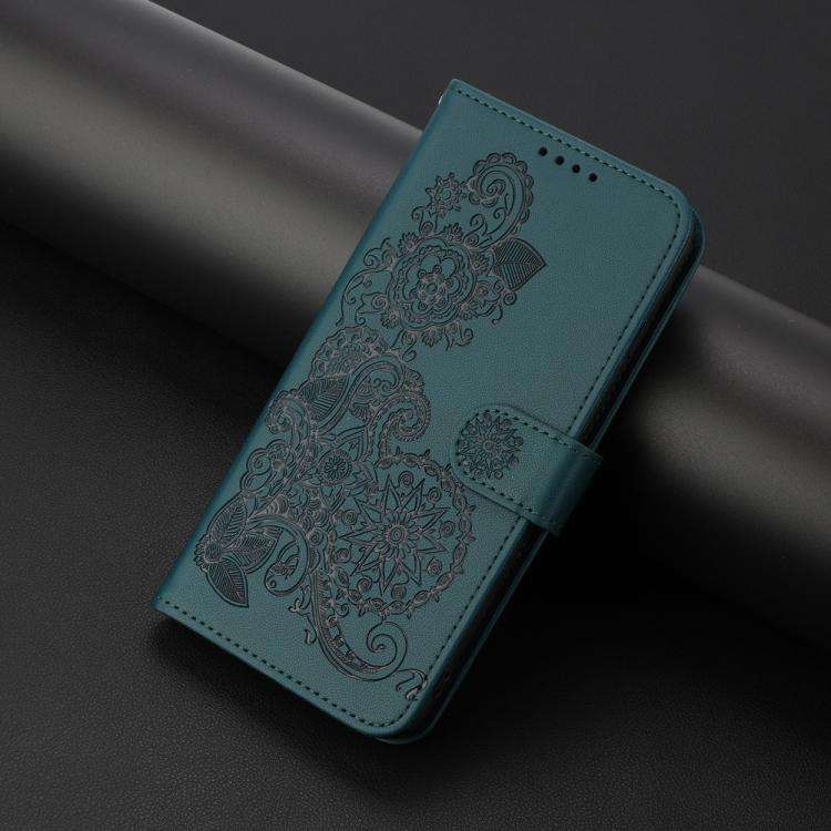 For Motorola Edge 60 Fusion / Edge 5G 2025 Datura Flower Embossed Flip Leather Phone Case(Dark Gr...