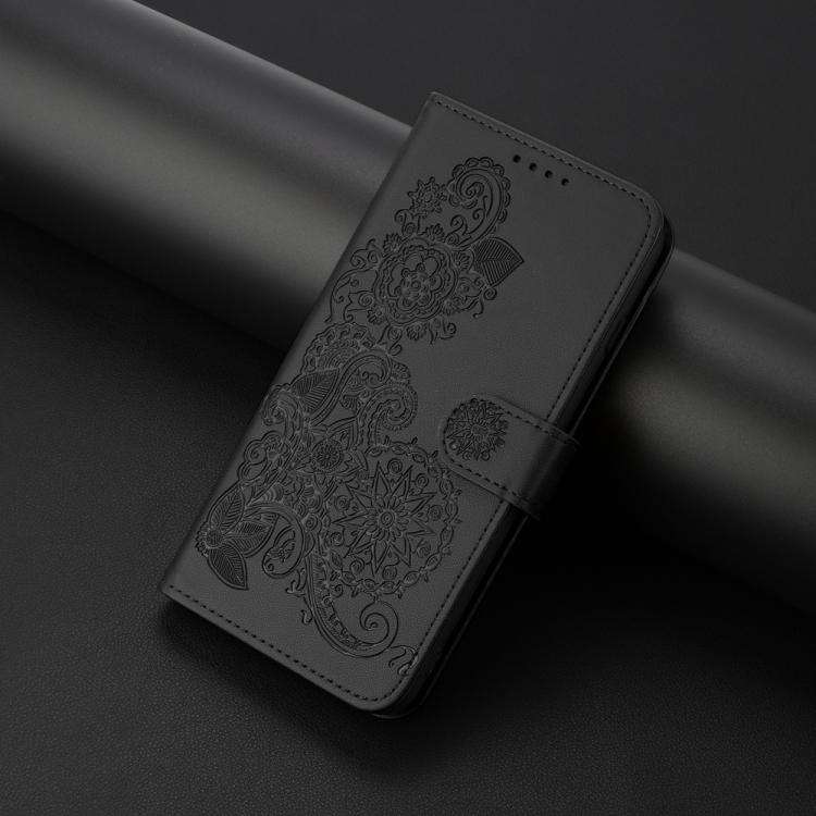For Motorola Edge 60 Fusion / Edge 5G 2025 Datura Flower Embossed Flip Leather Phone Case(Black)