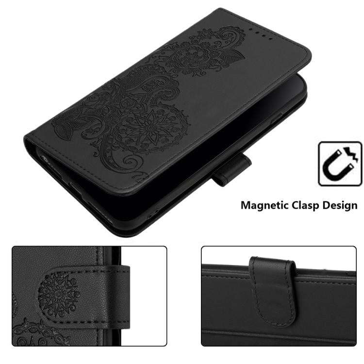 For Motorola Edge 60 Fusion / Edge 5G 2025 Datura Flower Embossed Flip Leather Phone Case(Black)