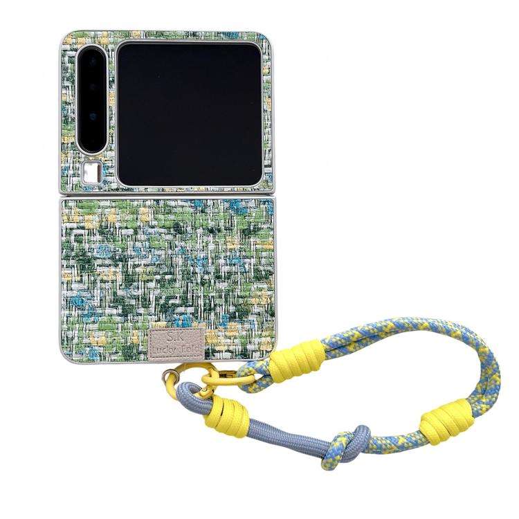 For Huawei Pura X Illusory Color Weaving Texture Phone Case with Color Strap(Green)