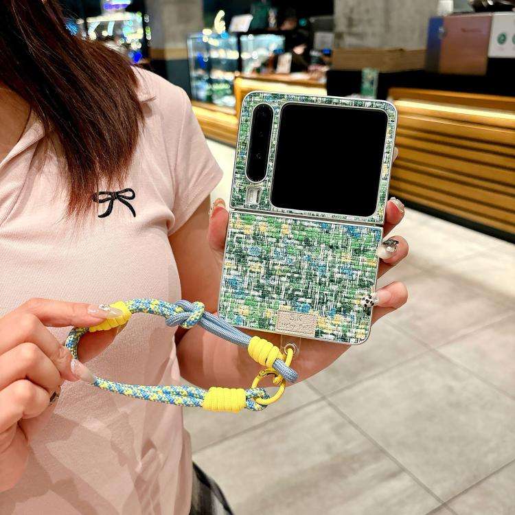 For Huawei Pura X Illusory Color Weaving Texture Phone Case with Color Strap(Green)