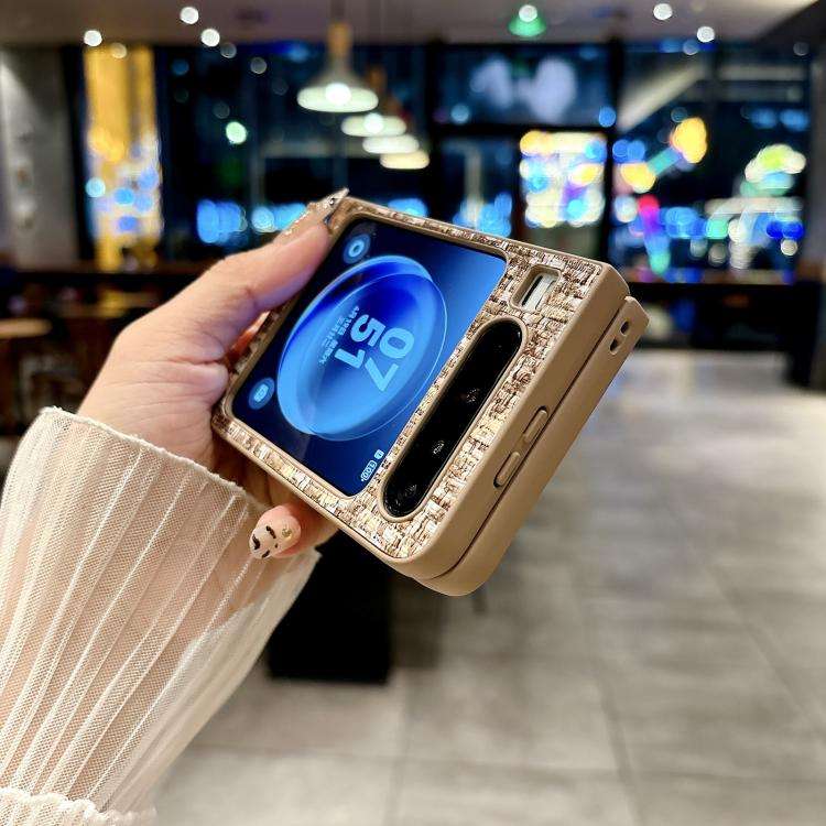 For Huawei Pura X Illusory Color Weaving Texture Phone Case with Color Strap(Green)