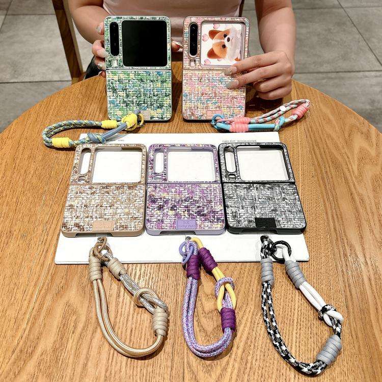 For Huawei Pura X Illusory Color Weaving Texture Phone Case with Color Strap(Green)