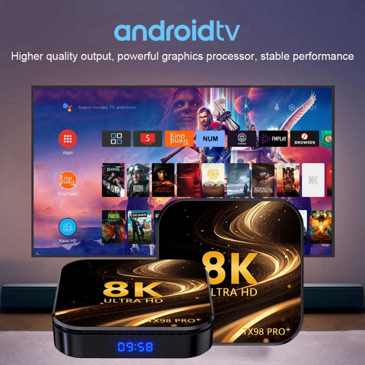 TX98 Pro+ 8K UHD Android 13 Smart TV Box with Remote Control, 4GB+64GB, RK3528 Quad-Core(US Plug)
