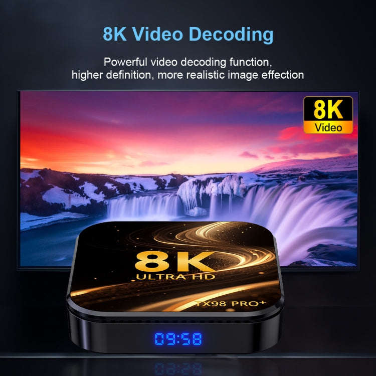 TX98 Pro+ 8K UHD Android 13 Smart TV Box with Remote Control, 4GB+64GB, RK3528 Quad-Core(US Plug)