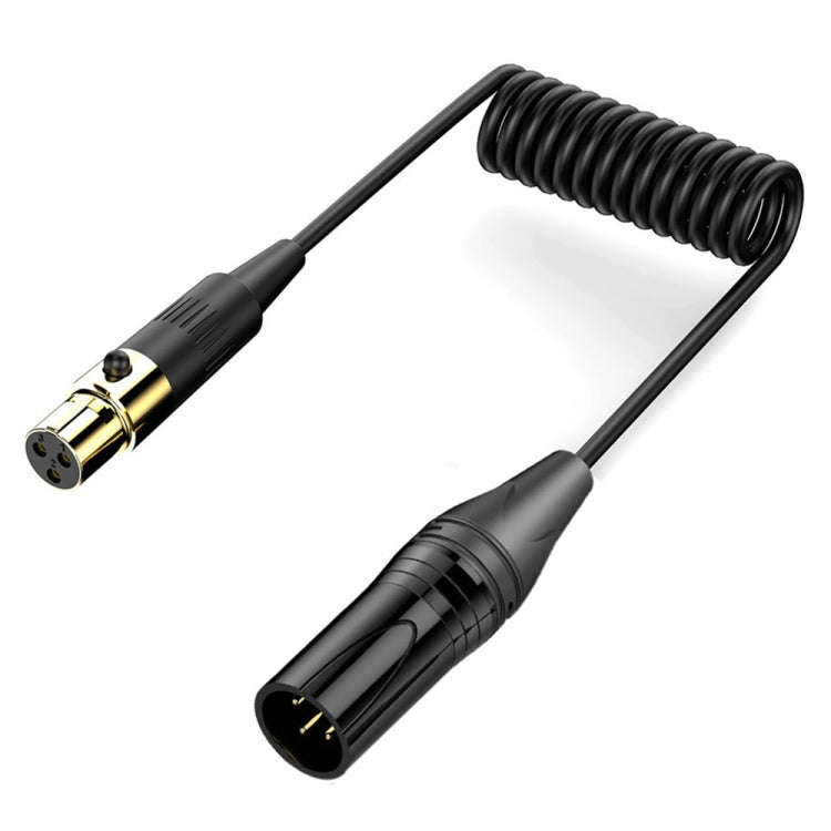 Mini XLR Female to XLR Male Audio Mixer Mini Microphone Coiled Audio Cable, Length: 0.5m(Black)
