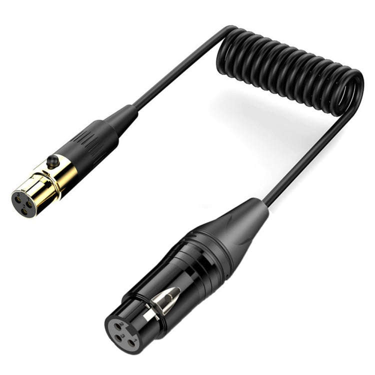 Mini XLR Female to XLR Female Audio Mixer Mini Microphone Coiled Audio Cable, Length: 0.5m(Black)