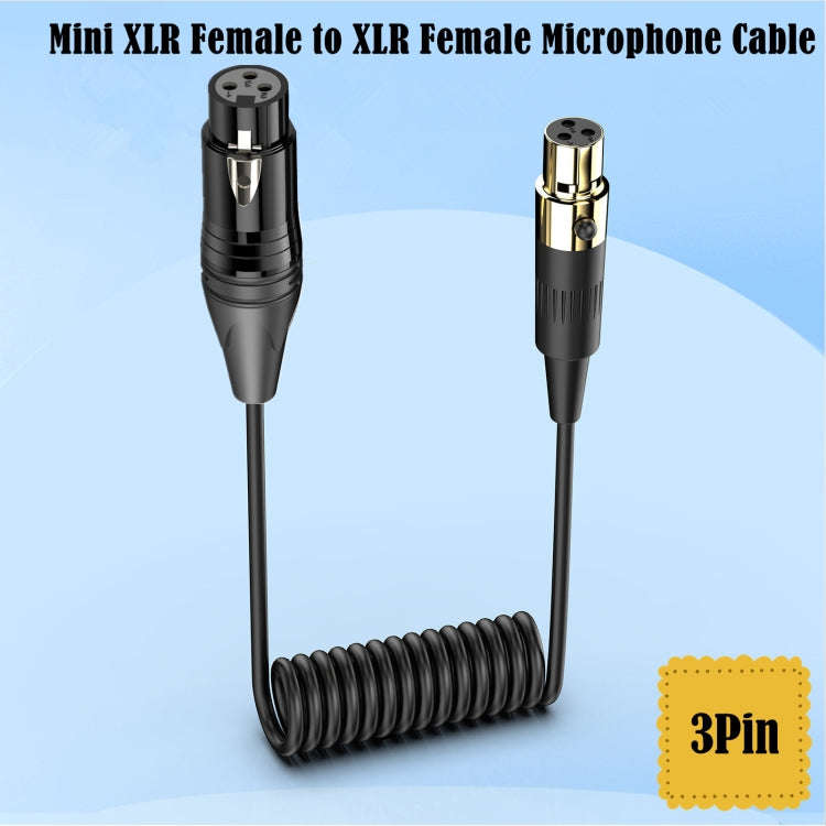 Mini XLR Female to XLR Female Audio Mixer Mini Microphone Coiled Audio Cable, Length: 0.5m(Black)