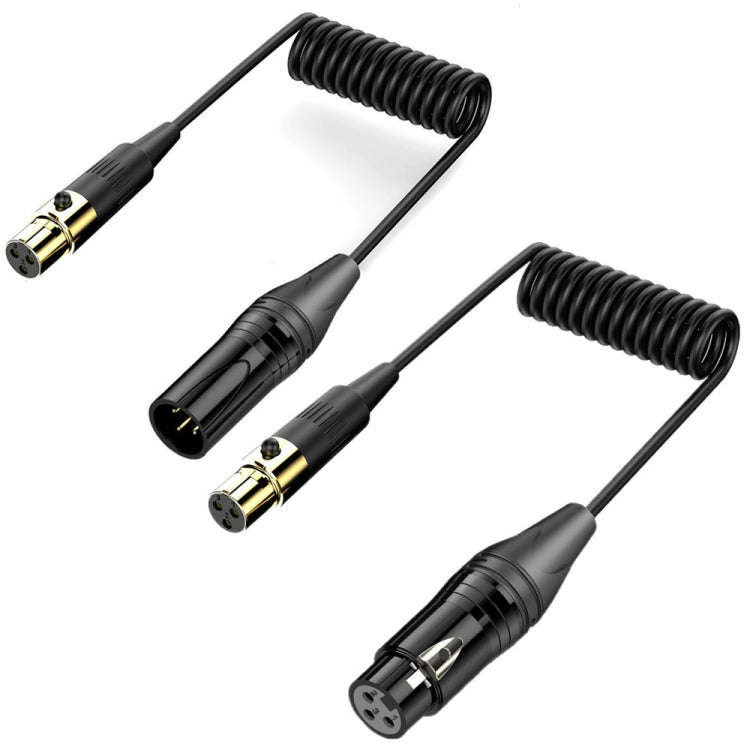 Mini XLR Female to XLR Female Audio Mixer Mini Microphone Coiled Audio Cable, Length: 0.5m(Black)