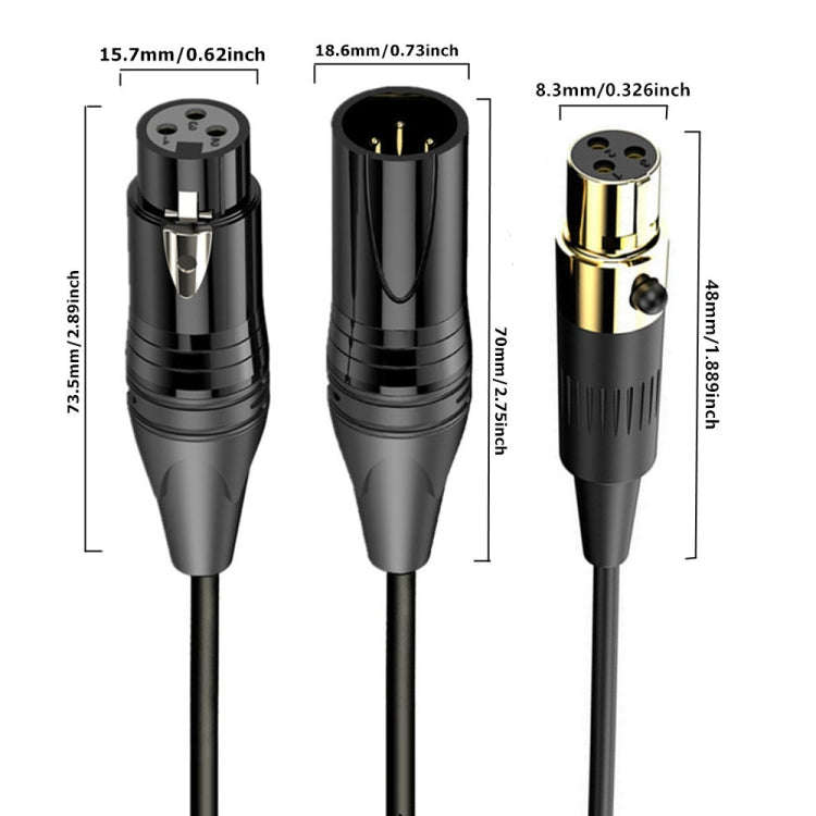 Mini XLR Female to XLR Female Audio Mixer Mini Microphone Coiled Audio Cable, Length: 0.5m(Black)