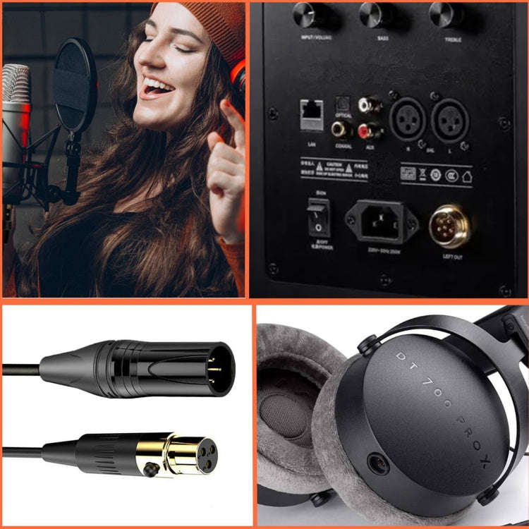 Mini XLR Female to XLR Female Audio Mixer Mini Microphone Coiled Audio Cable, Length: 0.5m(Black)