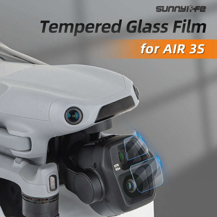 For DJI Air 3S Sunnylife Tempered Glass Film Lens Protector, Quantity:2 Sets(Transparent)