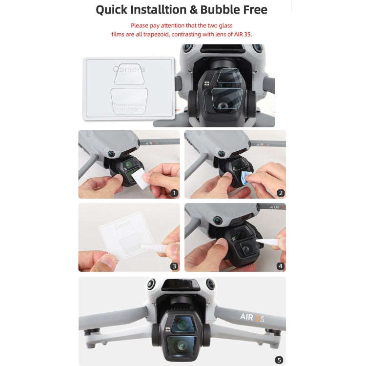 For DJI Air 3S Sunnylife Tempered Glass Film Lens Protector, Quantity:1 Set(Transparent)