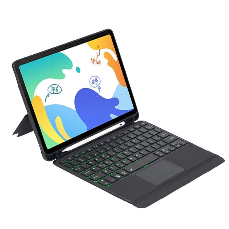 For Huawei MatePad 10.4 Detachable Backlit Bluetooth Keyboard Leather Case with Touchpad(Black)