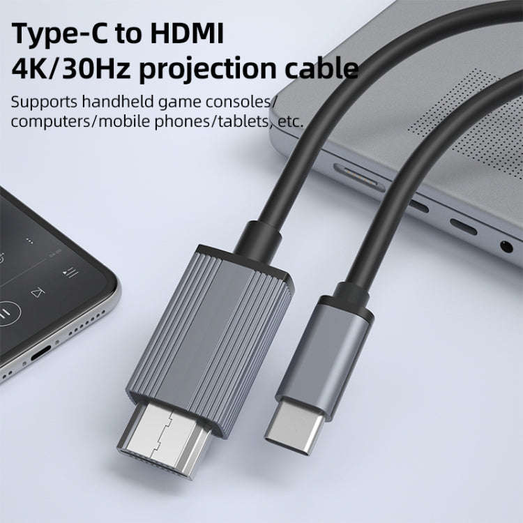 L17 USB-C / Type-C to HDMI Conversion Cable HD Same Screen Adapter Cable, Length:2m(Grey)