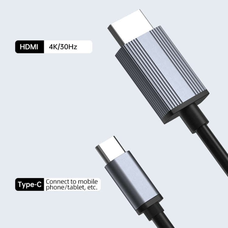 L17 USB-C / Type-C to HDMI Conversion Cable HD Same Screen Adapter Cable, Length:2m(Grey)