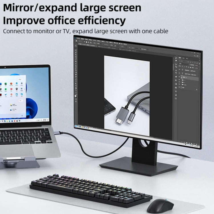 L17 USB-C / Type-C to HDMI Conversion Cable HD Same Screen Adapter Cable, Length:2m(Grey)