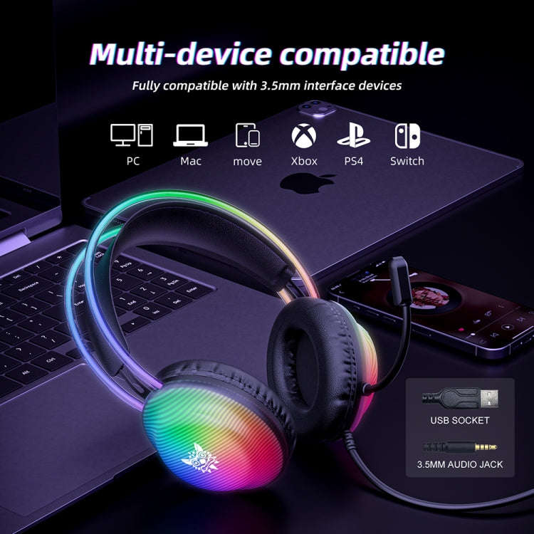 ONIKUMA X29 Head-mounted RGB Light Wired Gaming Headset, Cable Length: 2.2m(Black)