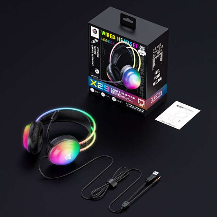 ONIKUMA X29 Head-mounted RGB Light Wired Gaming Headset, Cable Length: 2.2m(Black)