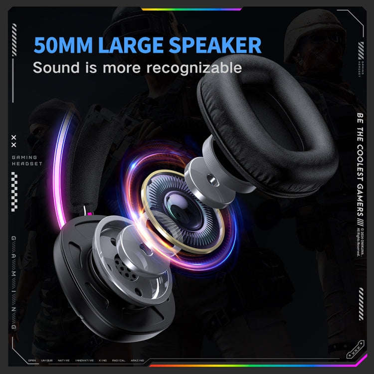 ONIKUMA X33 Head-mounted RGB Light E-Sports Gaming Headset, Cable Length: 2m(Black)