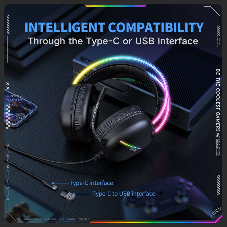 ONIKUMA X33 Head-mounted RGB Light E-Sports Gaming Headset, Cable Length: 2m(Black)