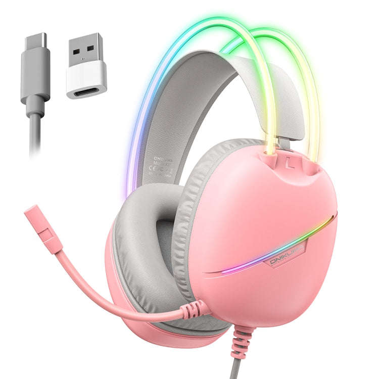 ONIKUMA X33 Head-mounted RGB Light E-Sports Gaming Headset, Cable Length: 2m(Pink)