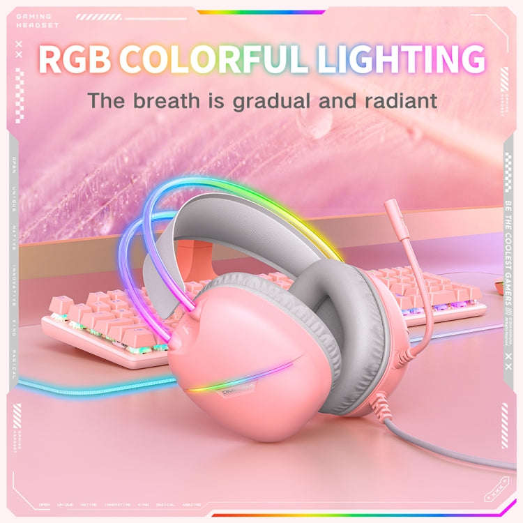 ONIKUMA X33 Head-mounted RGB Light E-Sports Gaming Headset, Cable Length: 2m(Pink)