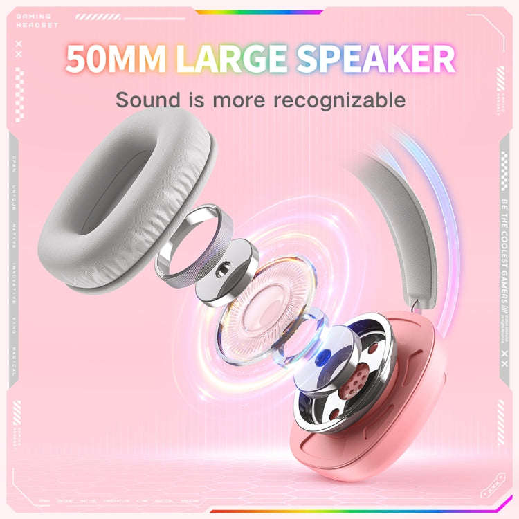 ONIKUMA X33 Head-mounted RGB Light E-Sports Gaming Headset, Cable Length: 2m(Pink)