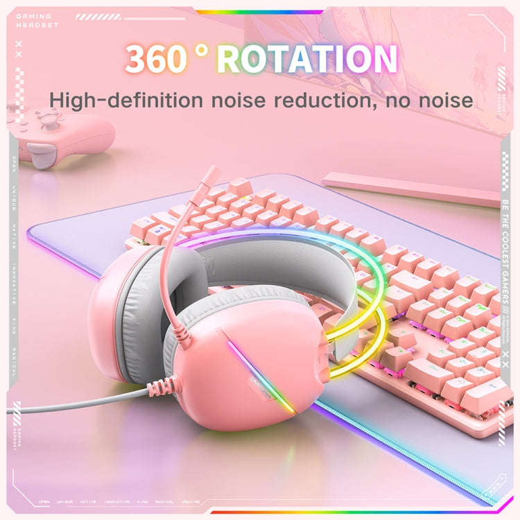 ONIKUMA X33 Head-mounted RGB Light E-Sports Gaming Headset, Cable Length: 2m(Pink)