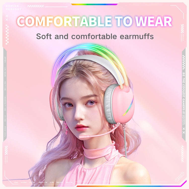 ONIKUMA X33 Head-mounted RGB Light E-Sports Gaming Headset, Cable Length: 2m(Pink)