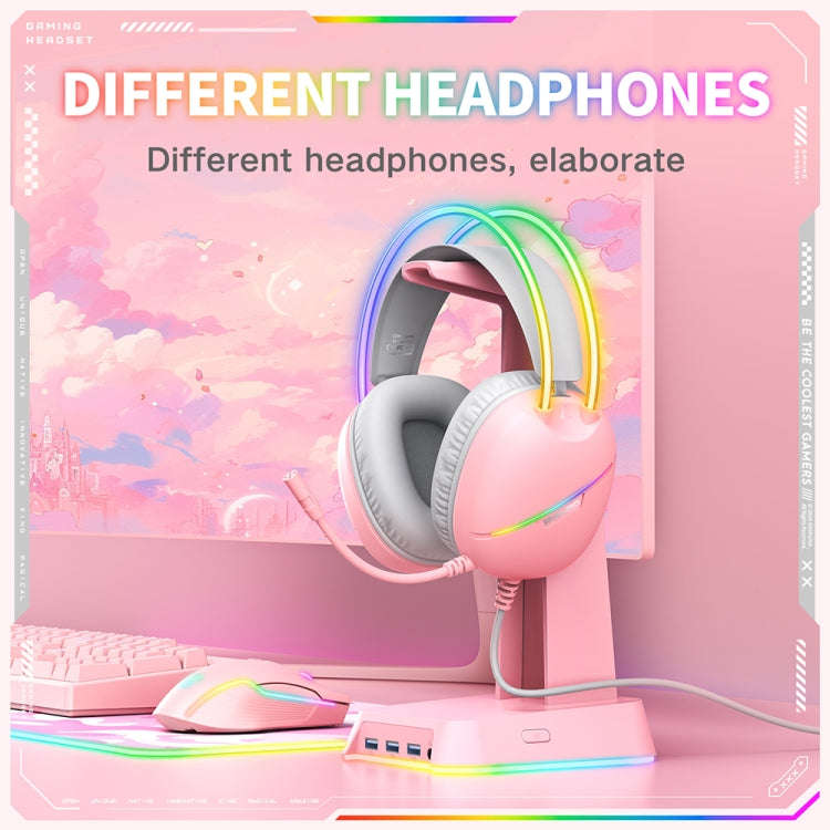 ONIKUMA X33 Head-mounted RGB Light E-Sports Gaming Headset, Cable Length: 2m(Pink)