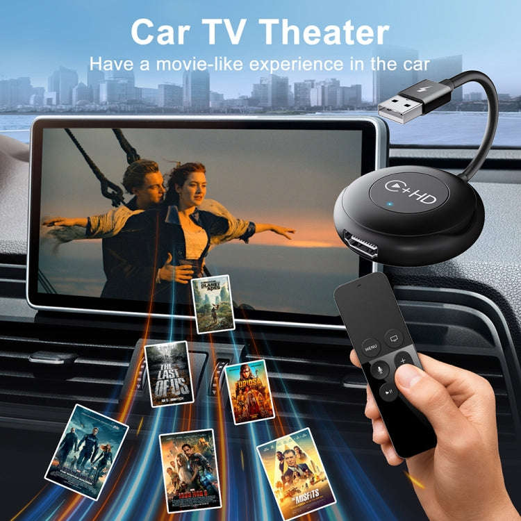 USB and HDMI Wired to Wireless CarPlay Auto Adapter, Specification:Round(Black)