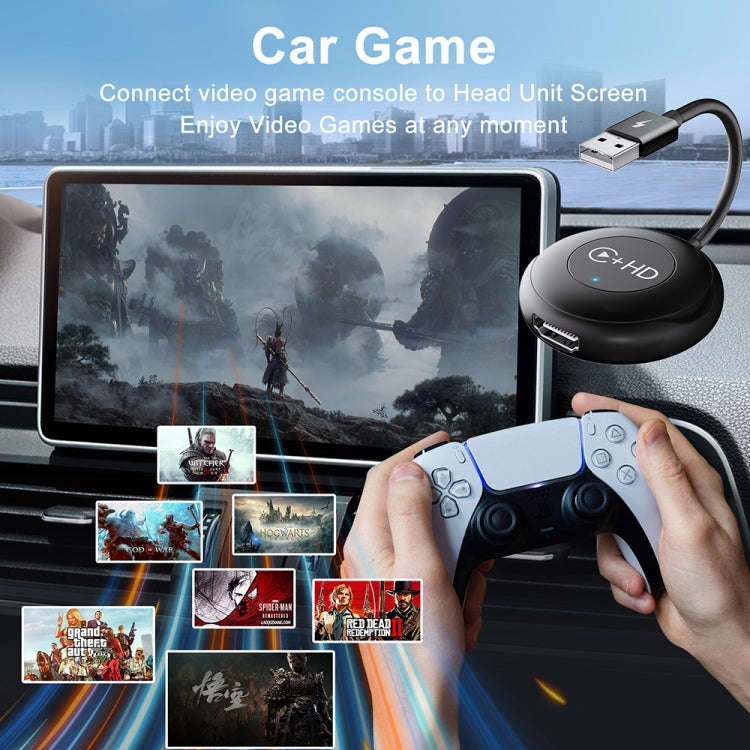 USB and HDMI Wired to Wireless CarPlay Auto Adapter, Specification:Round(White)