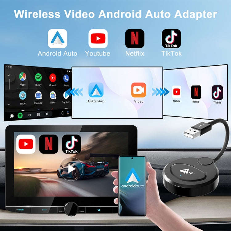 USB Interface Wired to Wireless CarPlay Auto Adapter for Android, Specification:Round(White)